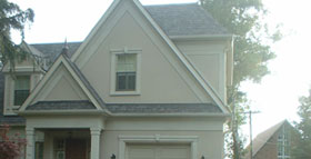 Image of Oakville home stucco with Durex EIFS wall system and marble coat 1.5 texture finish
